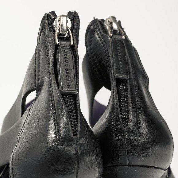 Ralph Lauren Collection Ardina II Black Strappy Leather Sandals - Picture 9 of 11